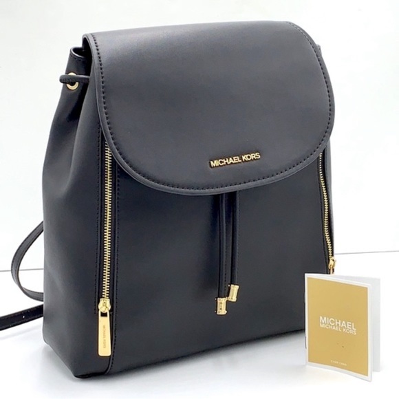 Michael Kors Phoebe 35F2G8PB2B Flap Drawstring Backpack 
Black 
NWT - Picture 2 of 16